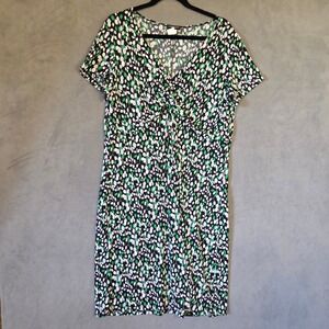 Perception  Leaf Print V-Neck Midi‎ Dress Women's Women 1X Office Casual